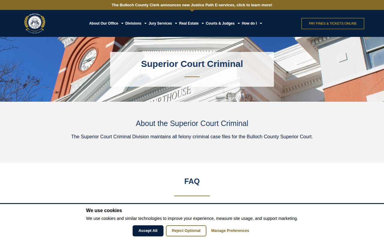 Bulloch County Superior Court criminal records and disposition search
